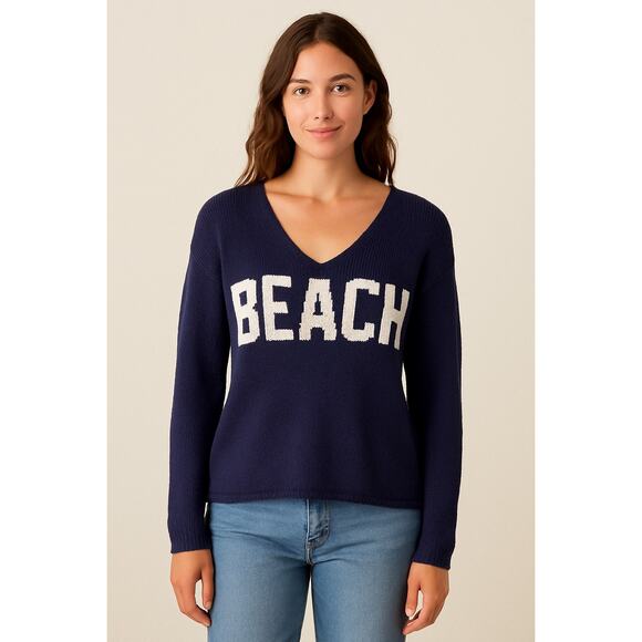 Simply Southern Sweaters - Simply Southern Navy Knit BEACH Sweater L/XL